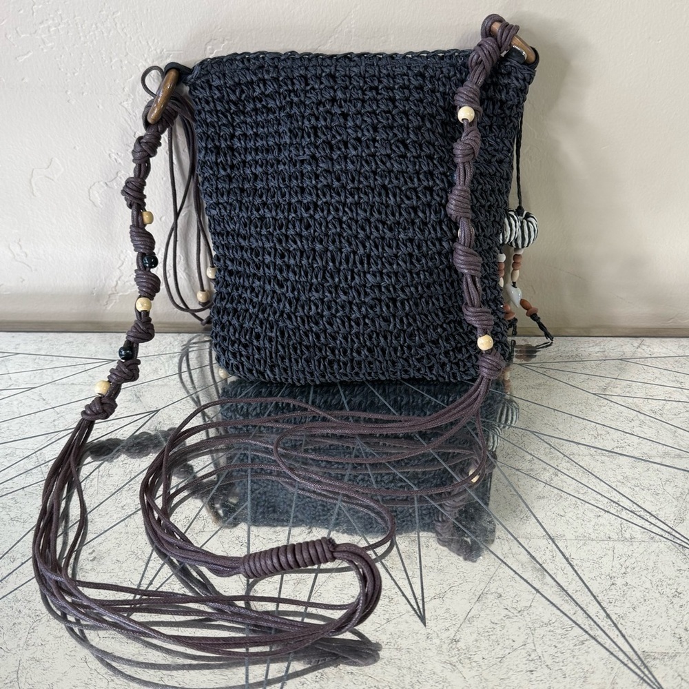 Sun and Sand Bohemian Black Woven Crossbody Bag – NWOT